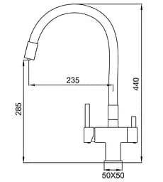 Змішувач для кухні на дві води Koer KB-72023-07 KR5010 Графіт - мініатюра 2