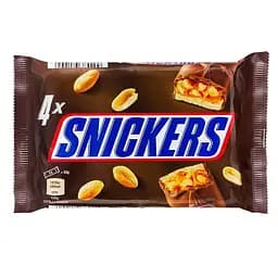 Цукерки Snickers Арахіс-нуга-карамель у молочному шоколаді, 200 г (4 упаковки по 50 г) (659846)