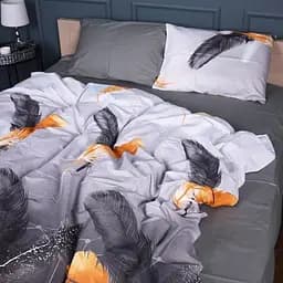 Комплект постільної білизни MisSon Сатин 22-1381 Black and Feathered 160 x 220 см темно-сірий (2200010477207)
