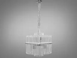 Стильна люстра підвіс зі скляними елементами на 6 ламп, колір-хром