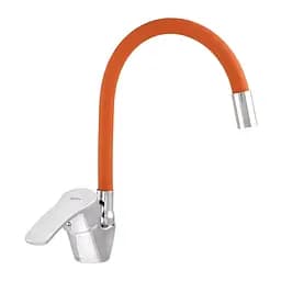 Змішувач для кухні Zerix YUB 279 з помаранчевим гнучким виливом ZX0443 Хром