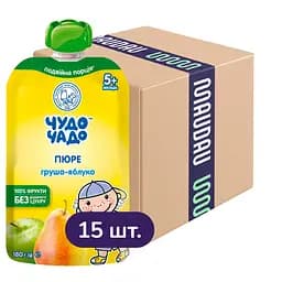 Упаковка пюре Чудо-чадо Груша-яблоко без сахара 2.7 кг (180 г х 15 шт.)