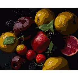 Картина по номерам Strateg Фрукты на черном фоне на черном фоне 40х50 см (AH1246)