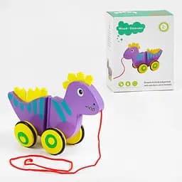 Игрушка-каталка "Динозаврик" деревянная С63987 Разноцветный
