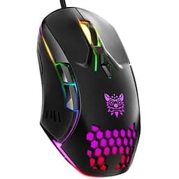 Комп'ютерна мишка Onikuma дротова ігрова комп’ютерна C12 RGB підсвітка 800-6400 DPI 7 кнопок для ПК та ноутбука чорний