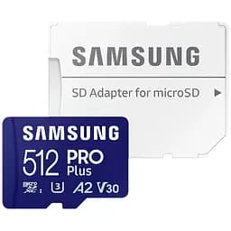 Карта пам'яті Samsung microSDXC 512GB Class 10 UHS-I U3 V30 A2 PRO Plus + SD Adapter (MB-MD512SA) [112861]