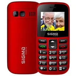 Мобильный телефон Sigma mobile Comfort 50 Easy Type-C, Red, "бабушкофон", 2 Mini-SIM, дисплей 1.77" цветной (160x128), моноблок