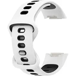 Силіконовий ремінець Primolux Sport для фітнес браслета Fitbit Charge 5/Charge 6 White Black/розмір М