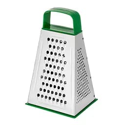 Терка конус для овощей и фруктов 4-сторонняя из нержавеющей стали с пластиковой ручкой (высота 21.5 см), Kitchette 84009