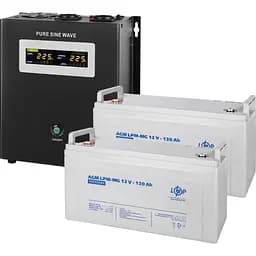Джерело безперебійного живлення (ДБЖ) LogicPower W1500 + 2 x LPM-MG батарея 12V - 120Ah (19807) [110349]