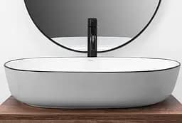 Умивальник Rea Cleo 61 накладний white black edge REA-U6210, Білий - мініатюра 3