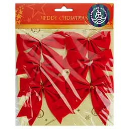 Прикраса новорічна Lufeng набір бантів червоних 6 шт.