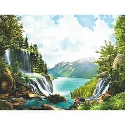 Алмазна мозаїка картини за номерами зі стразами на підрамнику Водоспад Природа 40*50 см