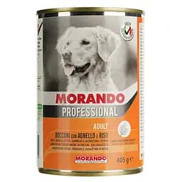 Консервований корм для дорослих собак Morando Professional шматочки з ягнятиною та рисом 405 г