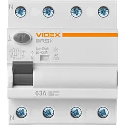 Диференційне реле Videx Resist АС 4п 30мА 10кА 63А (VF-RS10-DR4AC63) - мініатюра 2