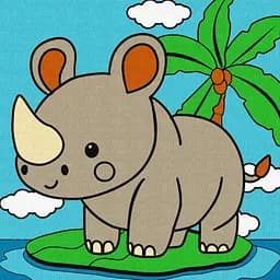 Набор для росписи по номерам для детей 5+ Носорог, Ideyka, 25x25 см, КНО9072