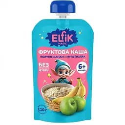 Уцінка. Каша фруктова Elfik Magic Яблуко-банан-мультизлак 110 г 9 шт.