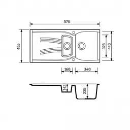 Кухонна мийка Adamant NEW LINE Мокко 780x495x235 мм, з крилом 78 см - мініатюра 2