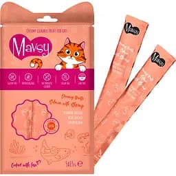 Ласощі для котів Mavsy Creamy Treats Salmon with Shrimp з філе лосося та креветками 75 г (5 шт. х 15 г)