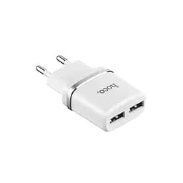 Мережевий зарядний пристрій Hoco 2USB C12 2.4A White