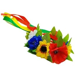 Обруч-вінок "Український" 0205-005 з об'ємними квітами