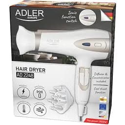 Фен Adler AD 2248 white champagne 2200Вт/ 2 швидкості/ хол.обдув/ темп.режимів-3/ іонізація/ дифузор - мініатюра 6