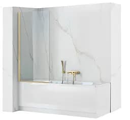Шторка для ванни Rea Elegant 80 brushed gold нерухома REA-W6601, Універсальна, прозорий, золотий