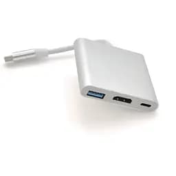 Конвертер Voltronic Type-C (папа) на HDMI (мама) + USB 3.0 (мама) + Type-C (мама) 10 см, Silver, 4K / 2K Комплект