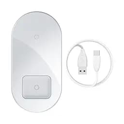 Беспроводное зарядное устройство Baseus Simple 18W 2 in 1 Белый (WXJK-02) - мініатюра 4