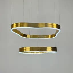 Незвичайна та ефектна люстра на 2 яруси 60+40 см у золотому корпусі | Арт. PCL004-600*400 PGD | Line F