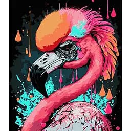 Картина по номерам Strateg Очаровательный фламинго на черном фоне 30х40 см