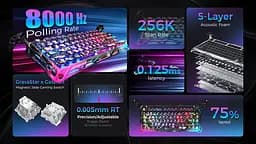 Клавіатура GravaStar Mercury V75 Pro 80keys Magnetic Jade Gaming 8K USB-A RGB Neon Graffiti (GSV75PRO_U_CG_BLK) - мініатюра 9