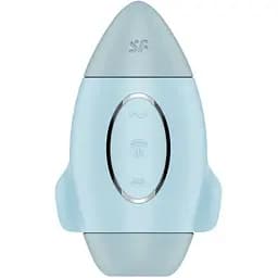 Вакуумный стимулятор клитора с вибрацией Satisfyer Mission Control голубой