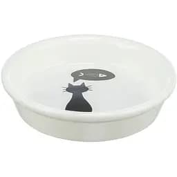 Миска для кошек Trixie керамическая 0.25 л 13 см белая с черным котиком (24499)