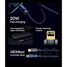 Кабель Baseus Explorer Series Auto Power-Off Fast Charging Cable Type-C to Lightning 20W 2m CATS000103 Blue - мініатюра 8