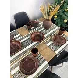 Комплект Рождественский льняной с украинским орнаментом Рандеву-2 Ранер 140х30 см + салфетки 30х40 см 27 шт.