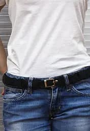 Женский кожаный бохо-ремень черный Crazy Horse