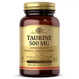 Амінокислота Solgar Taurine 500 mg, 100 вегакапсул