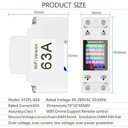 Лічильник електроенергії Atorch GR2PWS 100A Tuya Wi-Fi на DIN-рейку двотарифний - мініатюра 6