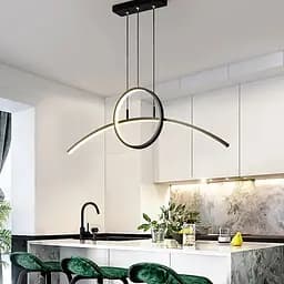 Удлиненная геометрическая люстра в черном корпусе 105 см | Ст. NO9-1000 BK | Line F