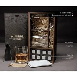 Подарунковий набір Whiskey Stones камені для віскі у дерев'яному пеналі 8 шт. + 2 склянки Bormioli Rocco Selecta + щипці + мішечок - мініатюра 6