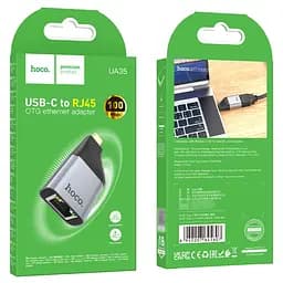 Адаптер перехідник Hoco UA35 Type-C to RJ45 metal grey - мініатюра 7