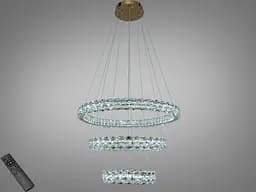 Підвісна LED-люстра Diasha 7895/800+600S-gold для вітальні, залу та сходів, кришталь, 95 W, 75 см, 16-25m2