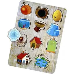 Деревянный пазл-вкладыш Ubumblebees Кто? Где он живет? PSD059 