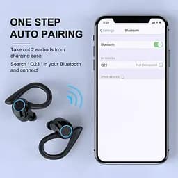 Бездротові спортивні Bluetooth навушники TWS Q23 Pro водонепроникні з сенсорами і мікрофоном Чорні - мініатюра 6