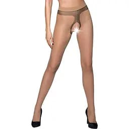 Телесные колготки с открытым доступом Passion контрастная линия Tiopen 010 beige 1/2 (20 den)