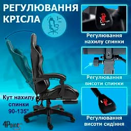 Геймерське крісло 4Points GT з підставкою для ніг Чорне - мініатюра 12