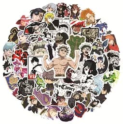 Стікерпак Чорна конюшина Набір наклейок GeekLand Black Clover 50 штук