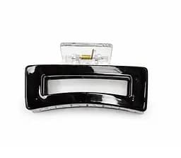 Зажим прямоугольный глянцевый для волос 8,5 см пластик с металлическим механизмом Черный