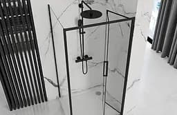 Душова кабіна Rea Rapid Fold 80x100 black REA-K6421 + REA-K6420, Чорний матовий, Універсальна, прозрачний, Чорний матовий - мініатюра 2
